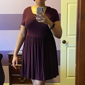 Dark Red V-Neck Dress